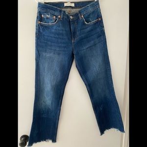 Zara Woman cropped wide leg flare denim jeans